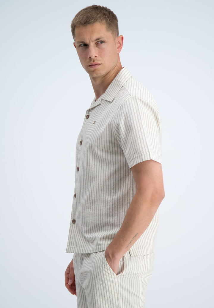 Gabbiano men 3366327 Noal overhemd k/m ecru dessin – heren