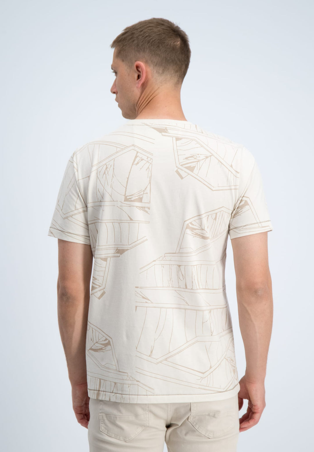 Gabbiano men t-shirt k/m heren ecru dessin – 1566115 Nik