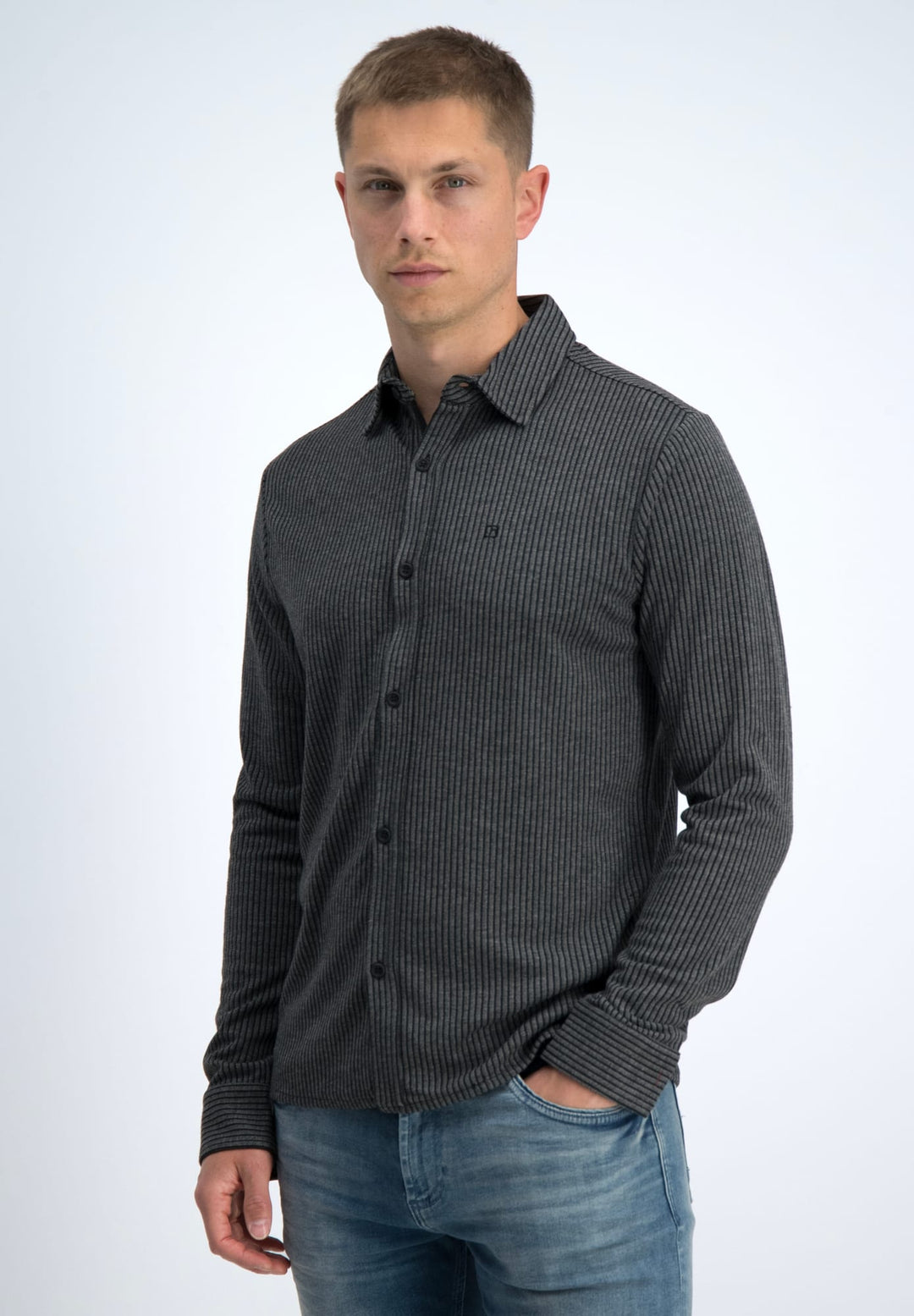 Gabbiano men overhemd l/m grijs dessin – heren