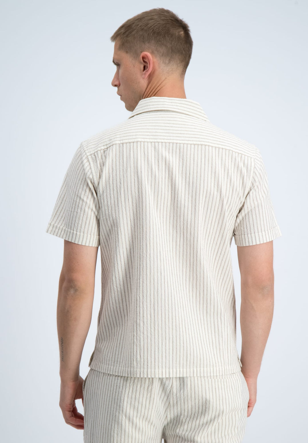Gabbiano men overhemd k/m ecru dessin – heren