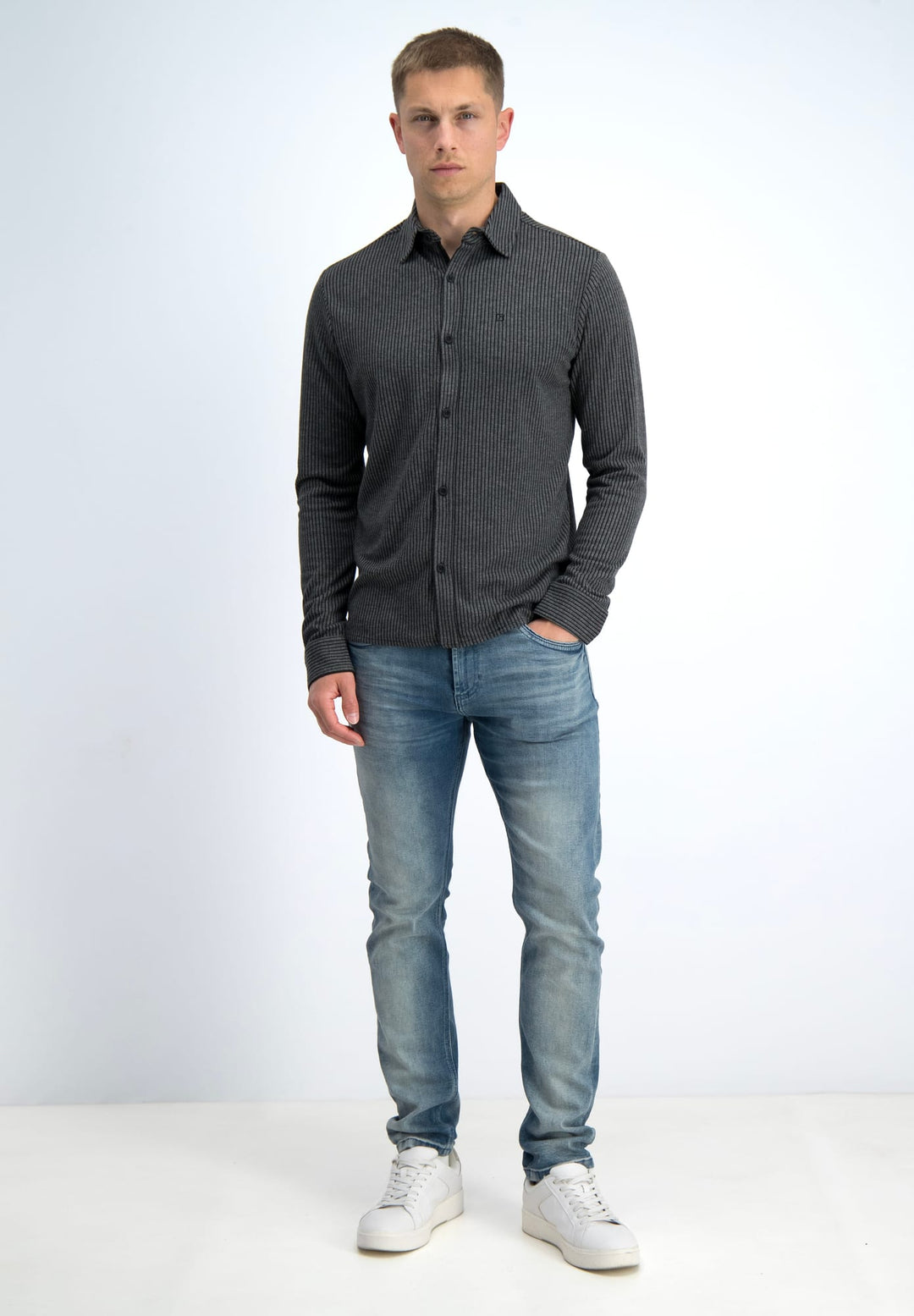 Gabbiano men overhemd l/m grijs dessin – heren