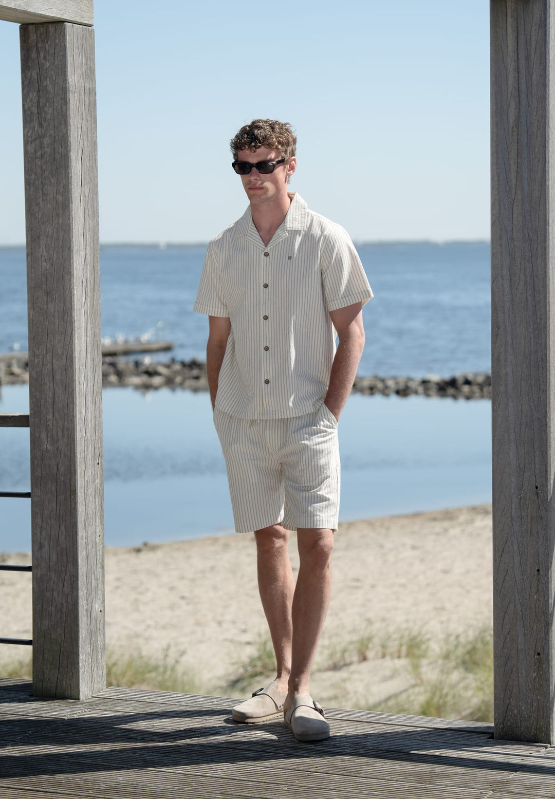 Gabbiano men overhemd k/m ecru dessin – heren