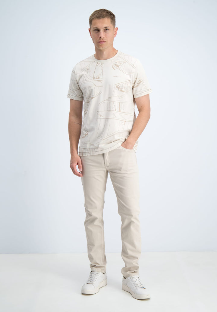 Gabbiano men t-shirt k/m heren ecru dessin – 1566115 Nik