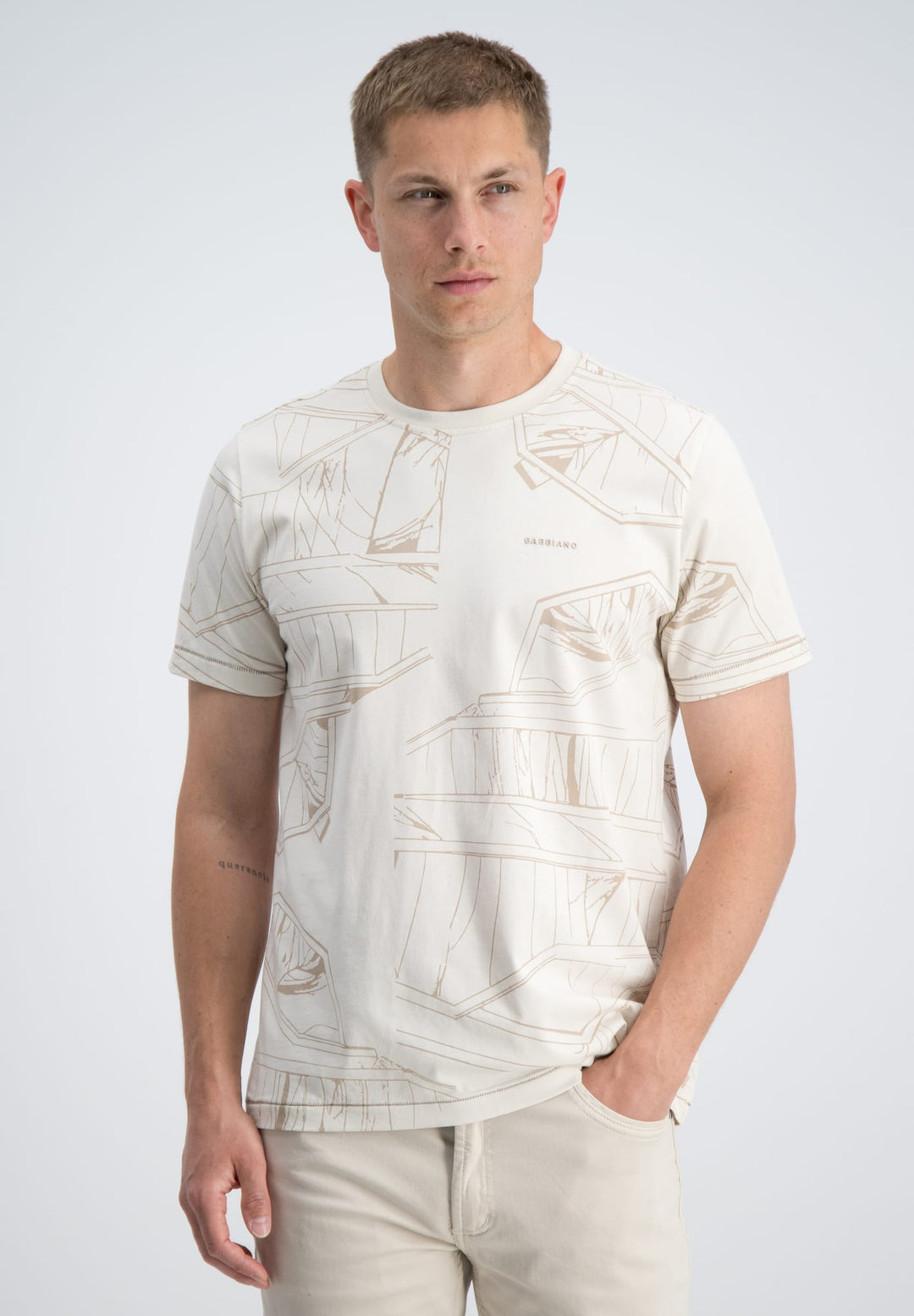 Gabbiano men t-shirt k/m heren ecru dessin – 1566115 Nik