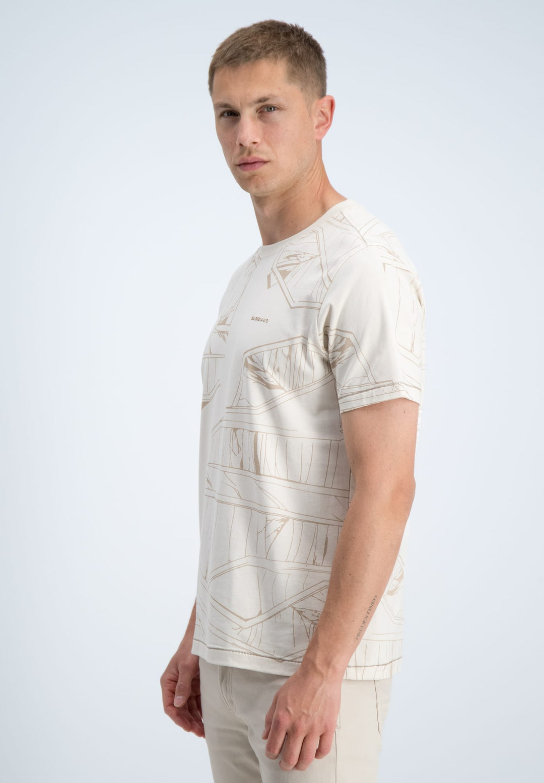 Gabbiano men 1566115 Nik t-shirt ecru dessin – heren