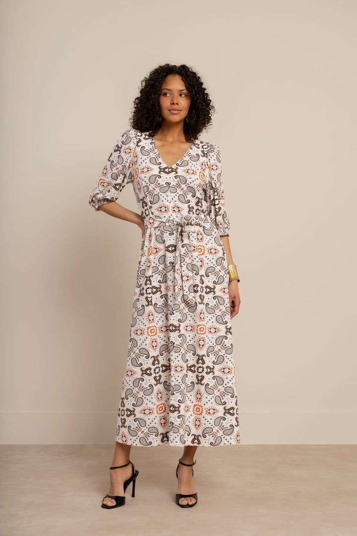 Studio Anneloes Emira jurk midi dames - wit dessin
