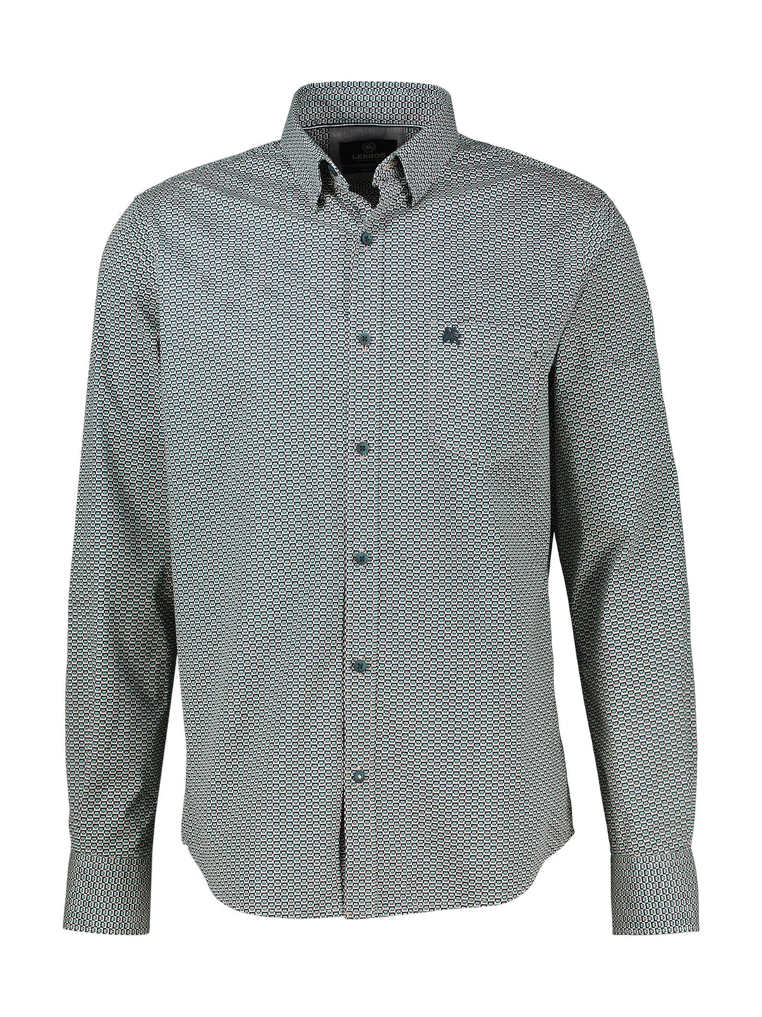 Lerros 2691474 overhemd l/m heren zand dessin