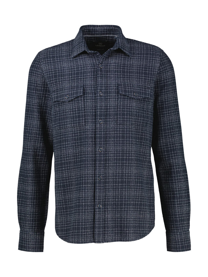 Lerros 2691087 overhemd l/m heren blauw dessin