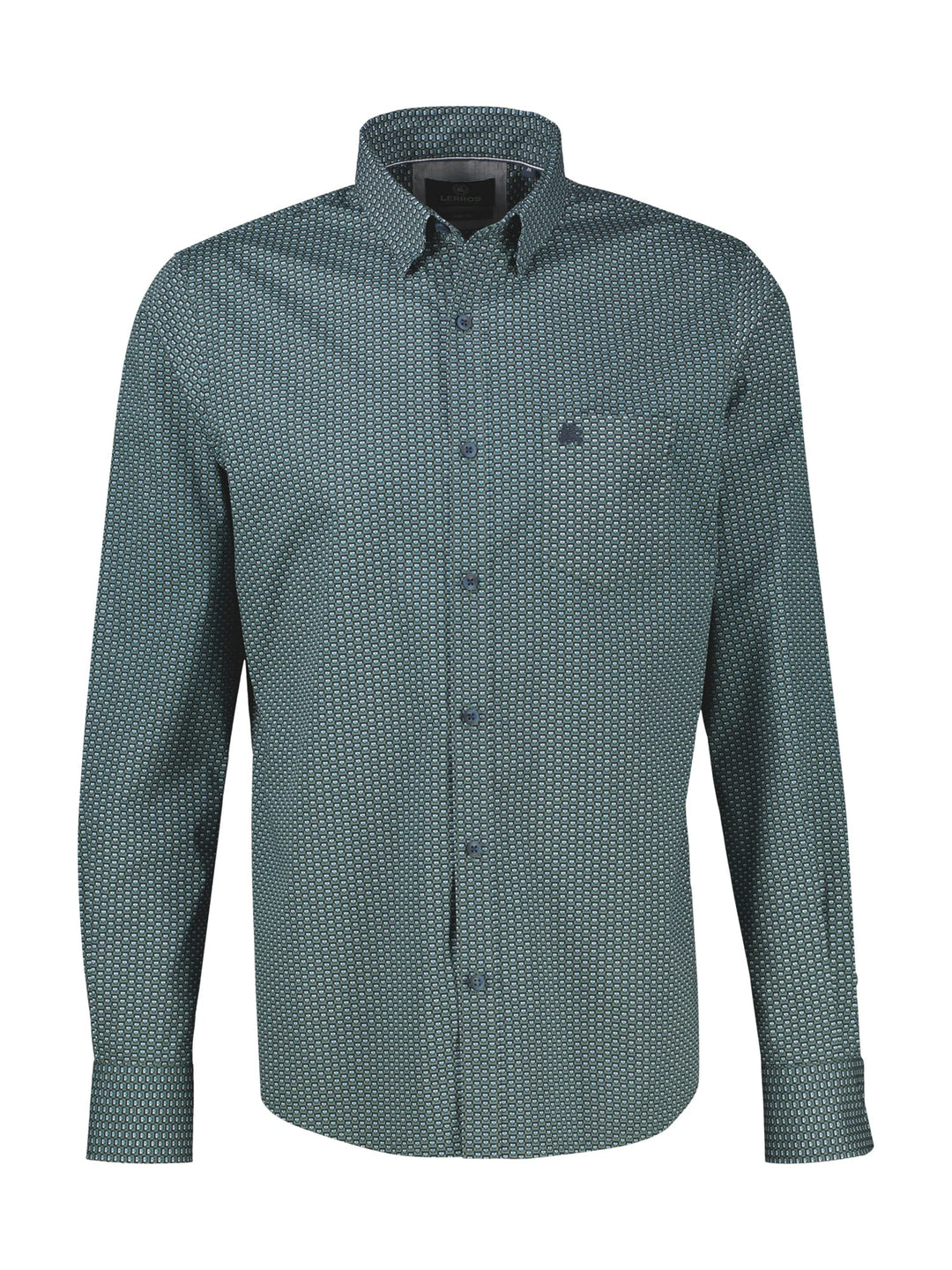 Lerros 2691474 overhemd l/m heren groen dessin