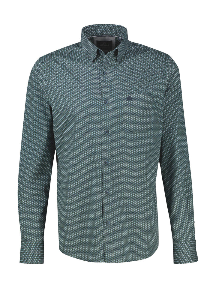 Lerros 2691474 overhemd l/m heren groen dessin