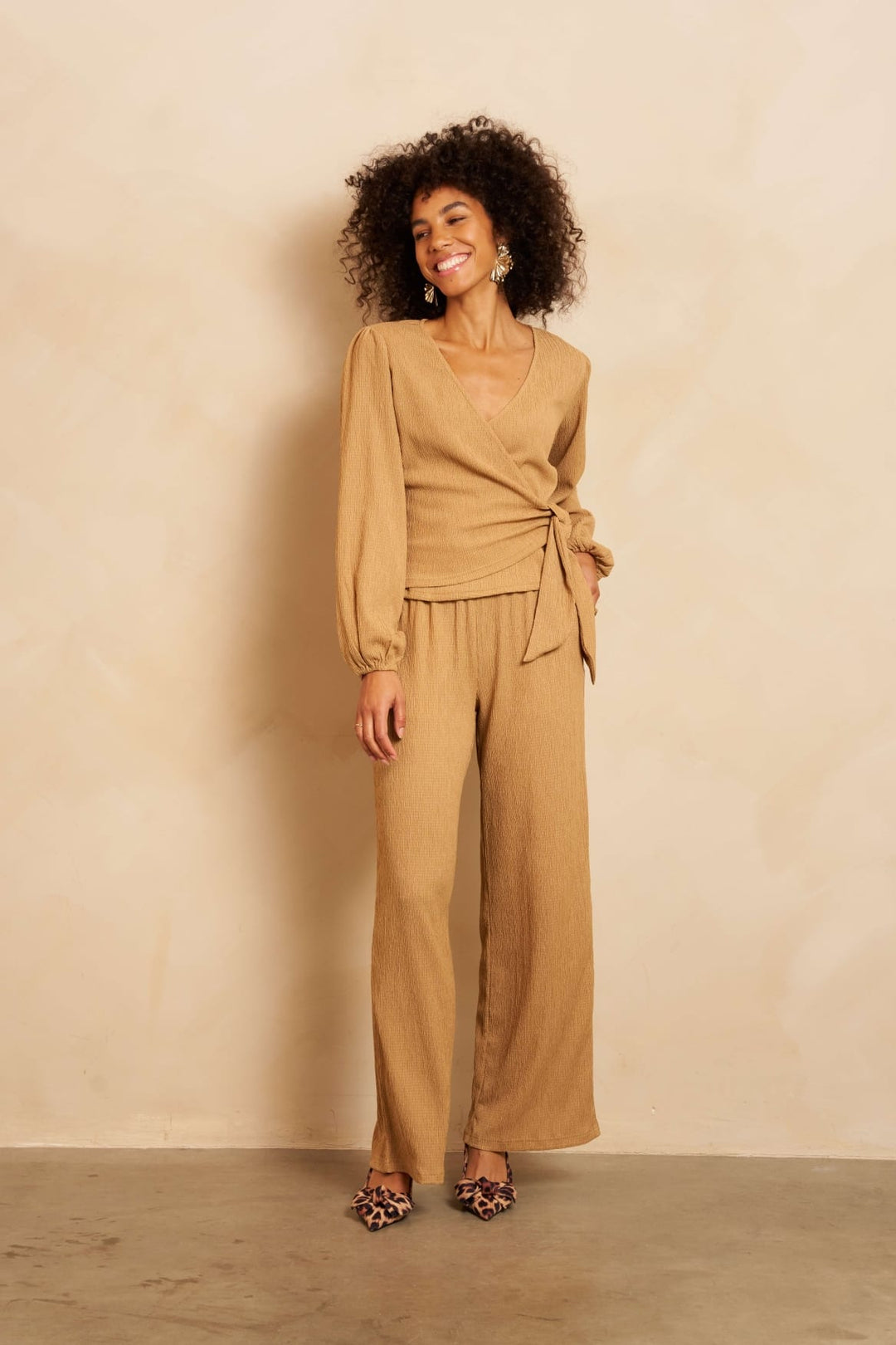 Lofty Manner RG38 - Trouser Jille cognac – dames lange broek