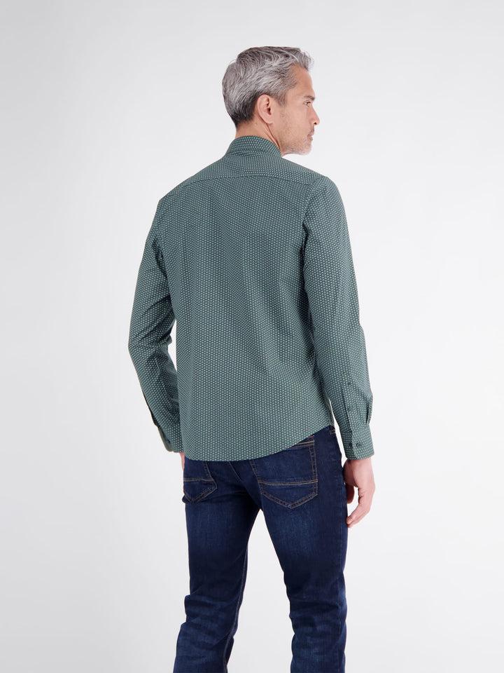 Lerros 2691474 overhemd l/m heren groen dessin