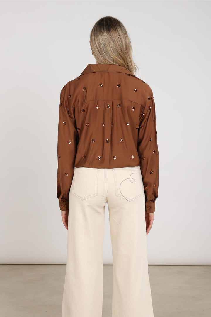 Nukus blouse l/m bruin – dames