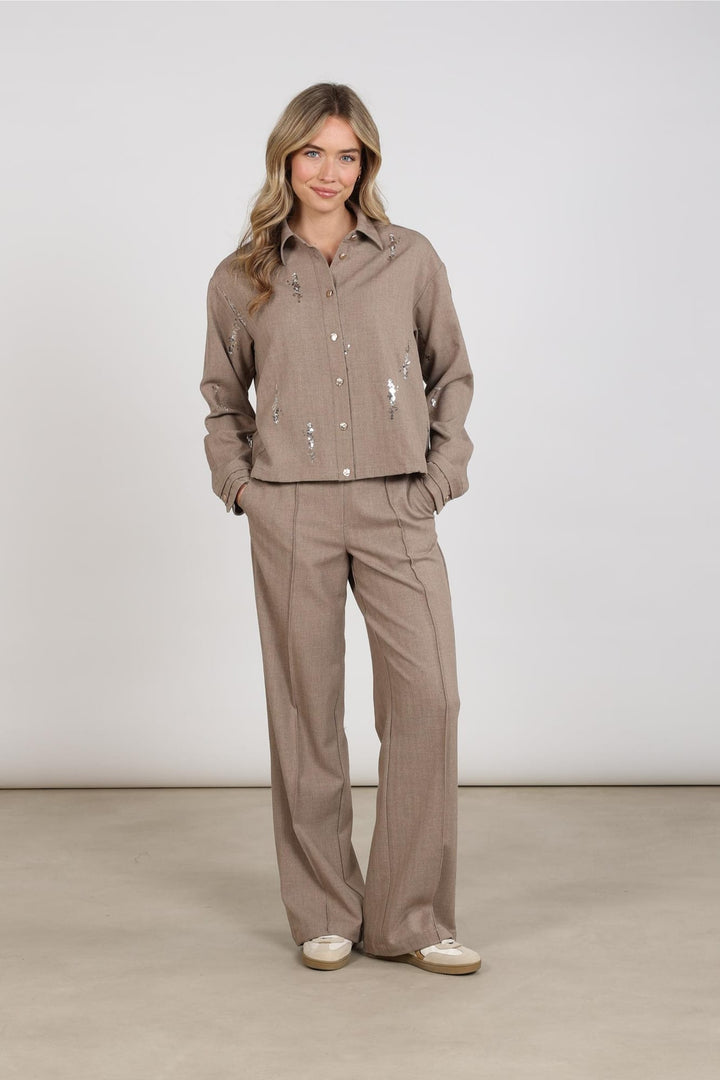 Nukus NKF02184 Annelynn blouse l/m taupe