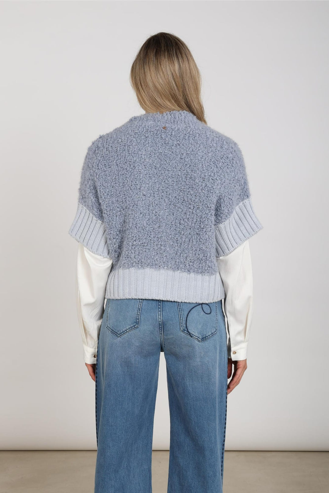 Nukus NKF05032 Bell vest gebreid dames lichtblauw
