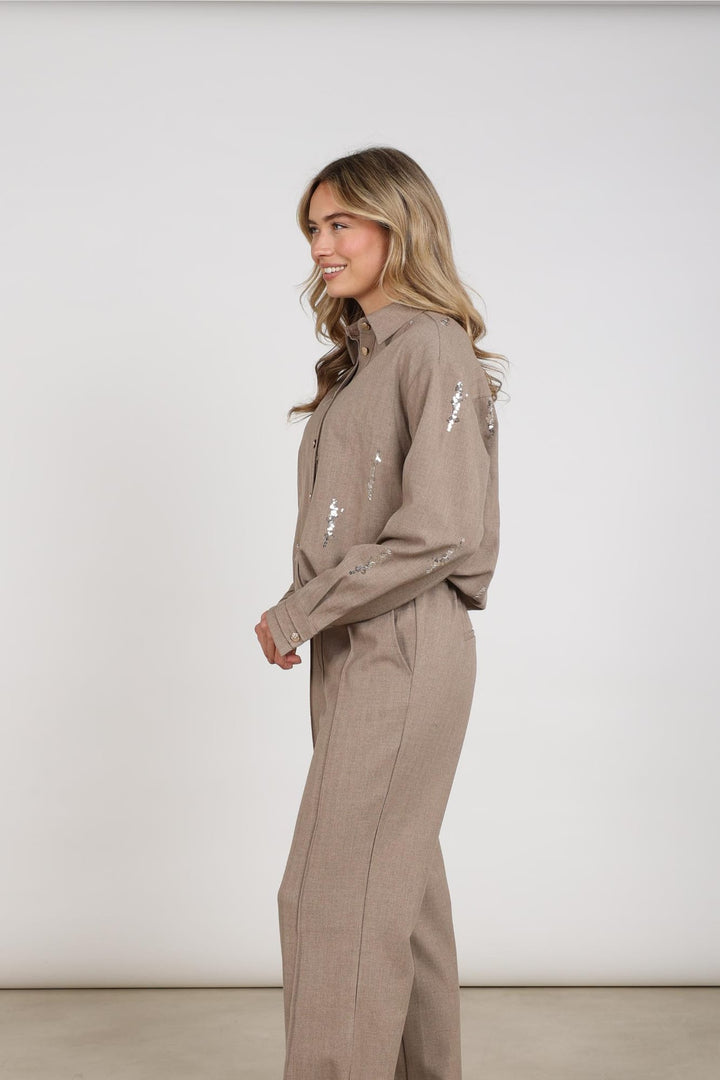 Nukus NKF02184 Annelynn blouse l/m taupe