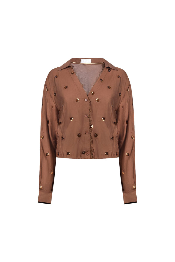 Nukus blouse l/m bruin – dames