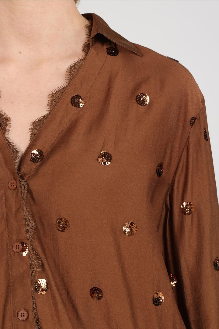 Nukus blouse l/m bruin – dames