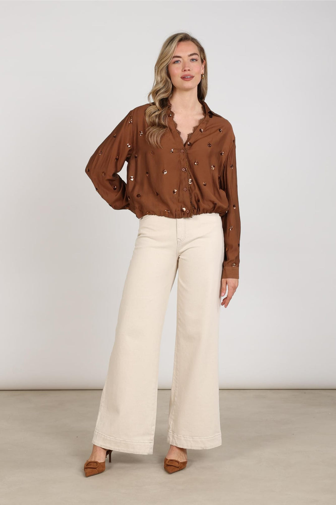 Nukus blouse l/m bruin – dames