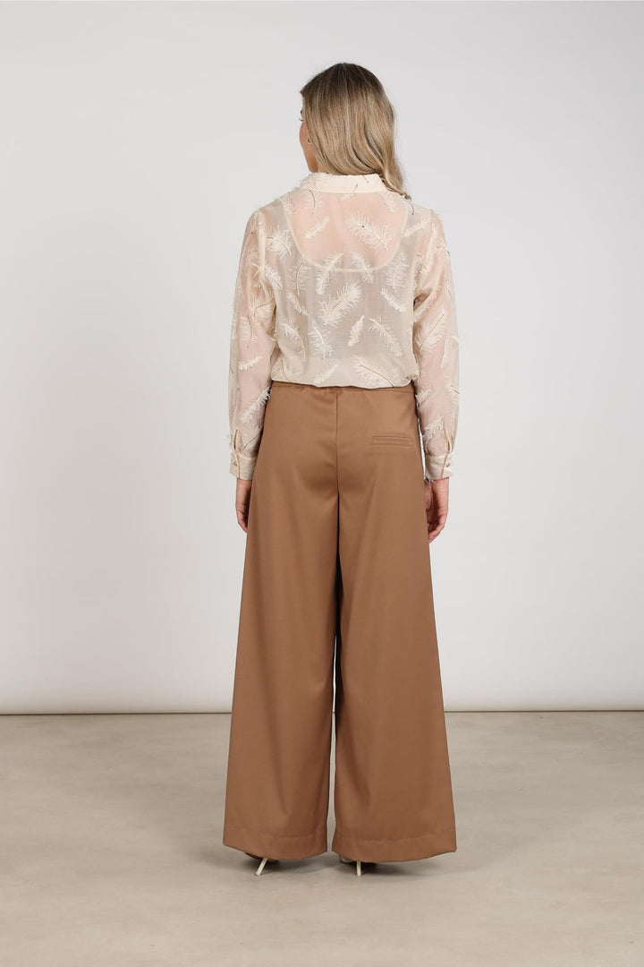Nukus blouse l/m dames ecru dessin – NKF02179