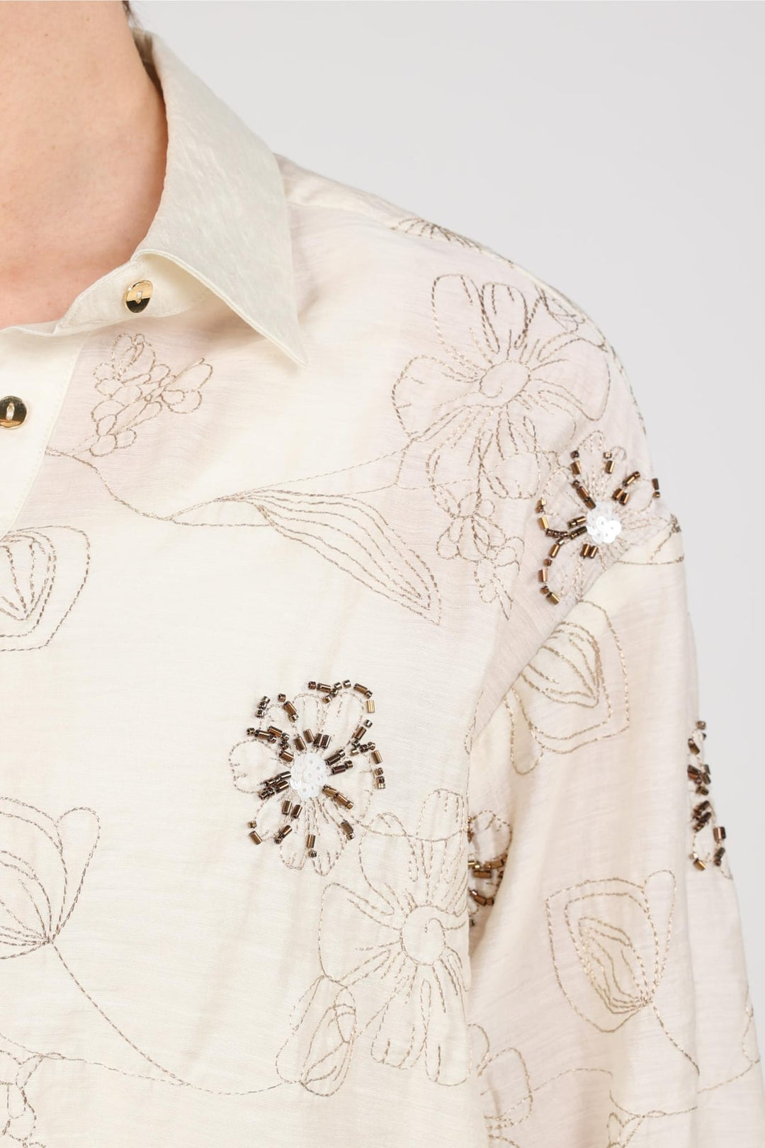 Nukus NKF02152 Aaliya blouse l/m ecru dessin