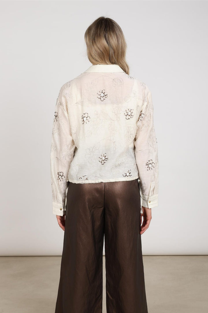 Nukus NKF02152 Aaliya blouse l/m ecru dessin