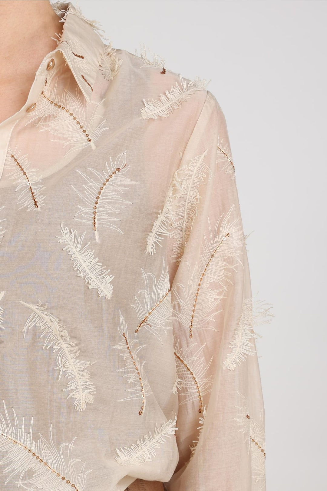 Nukus blouse l/m dames ecru dessin – NKF02179