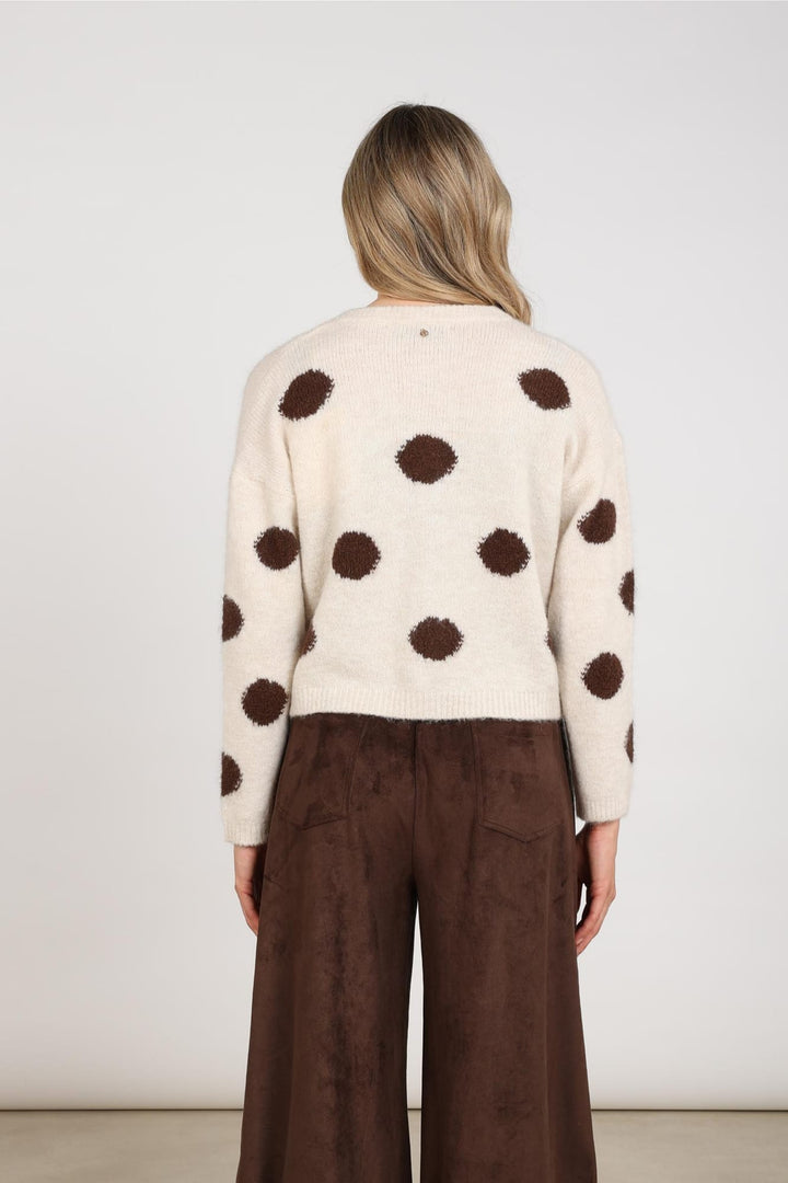 Nukus NKF05031 laure vest gebreid dames ecru dessin