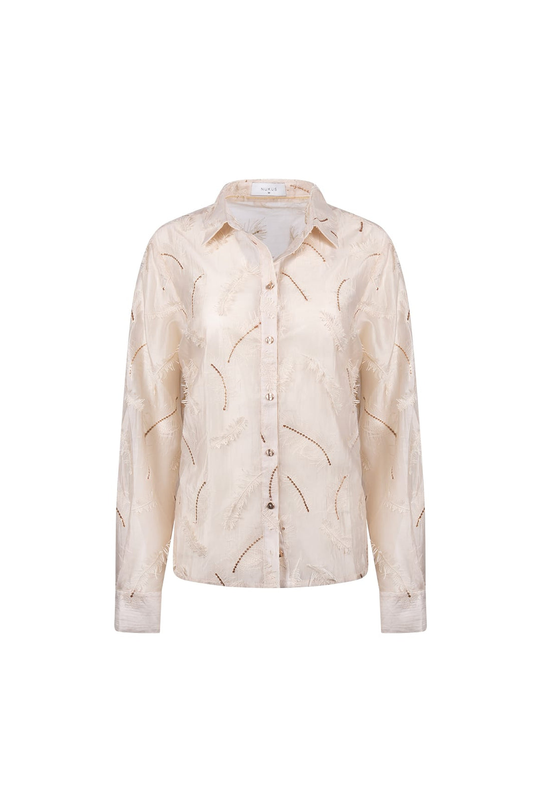 Nukus blouse l/m dames ecru dessin – NKF02179