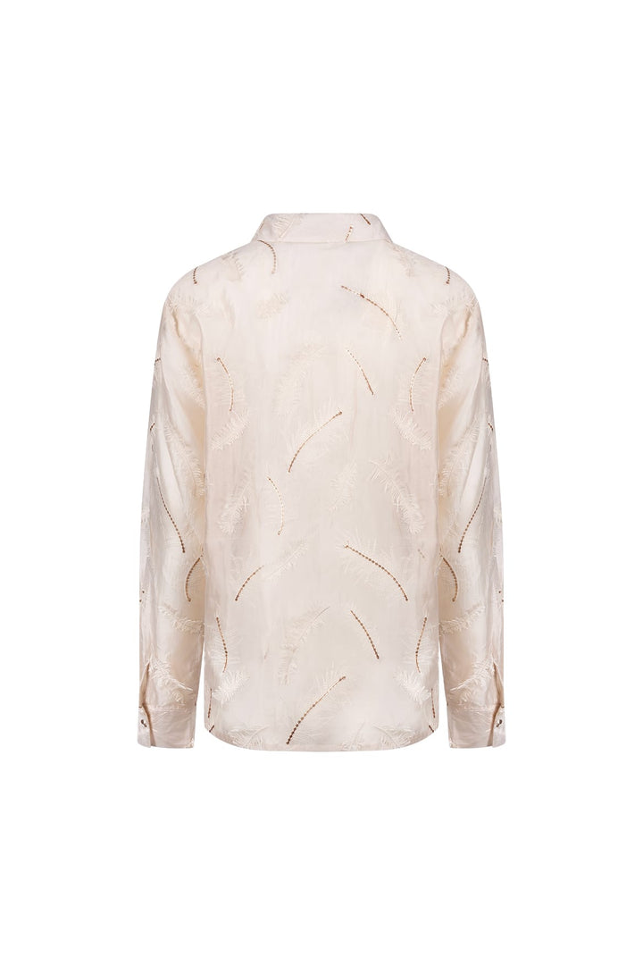 Nukus blouse l/m dames ecru dessin – NKF02179