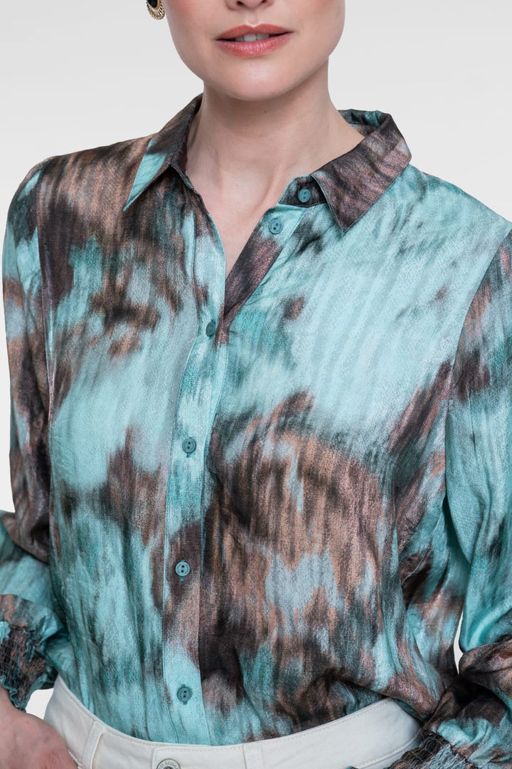 Geisha 63658-20 blouse l/m dames bruin dessin