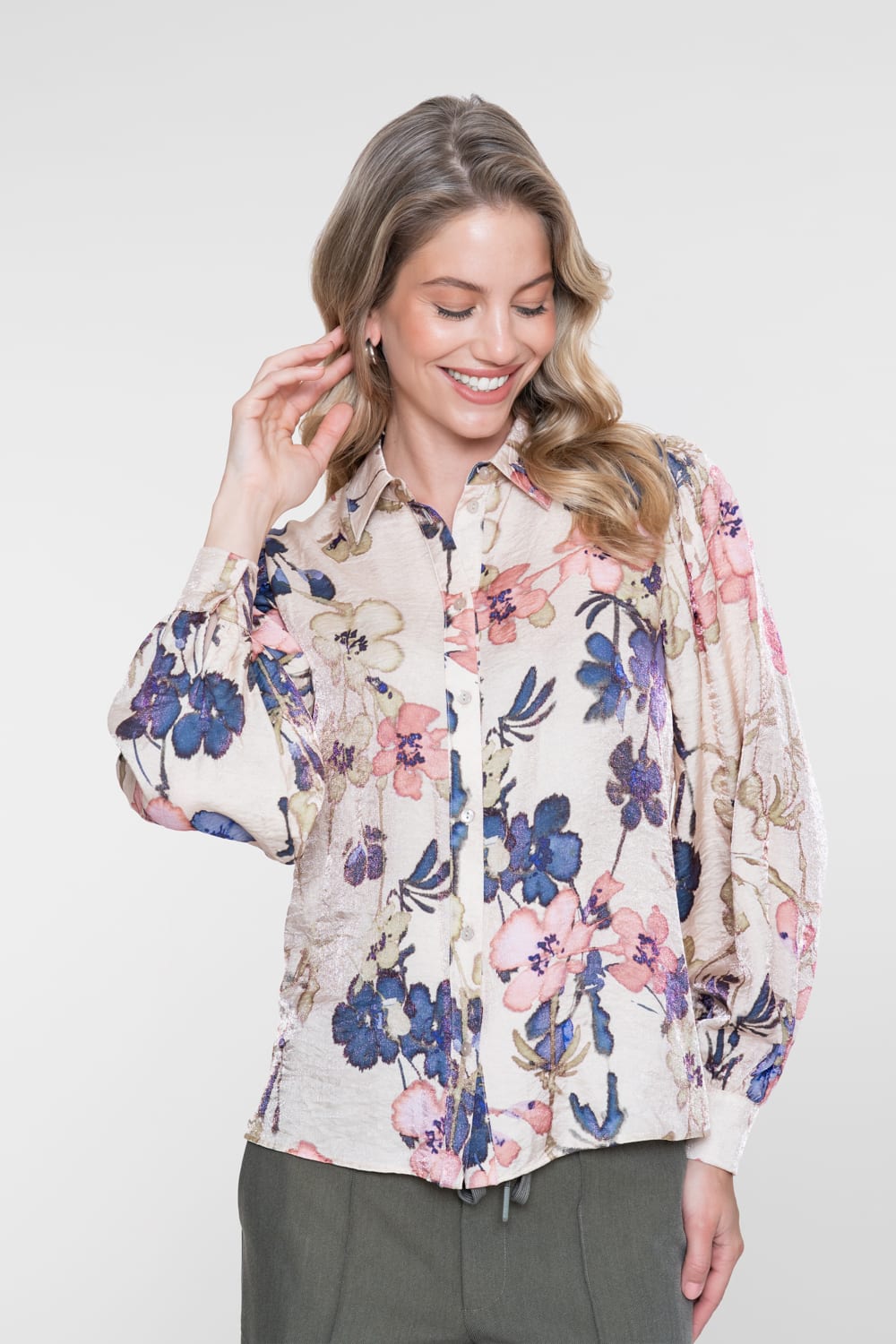 Geisha 63665-20 blouse l/m dames ecru dessin