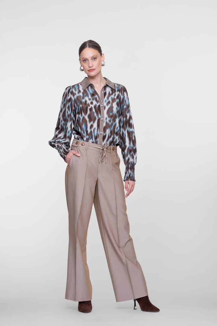Geisha 63713-20 blouse l/m dames bruin dessin