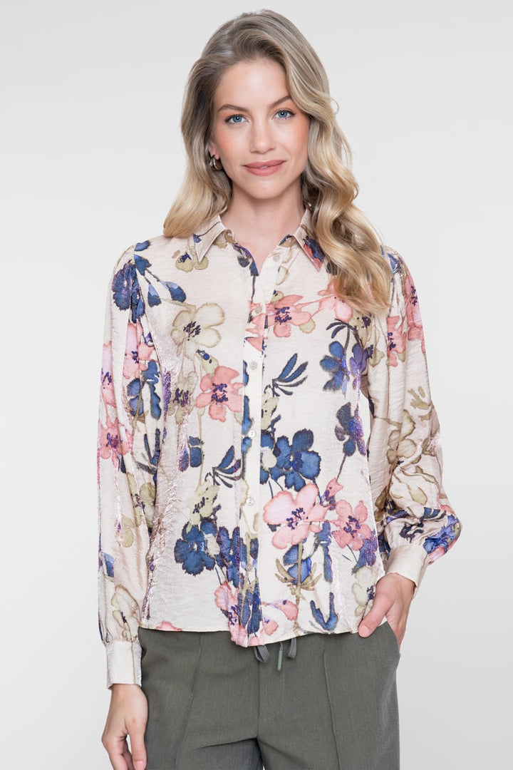 Geisha 63665-20 blouse l/m dames ecru dessin