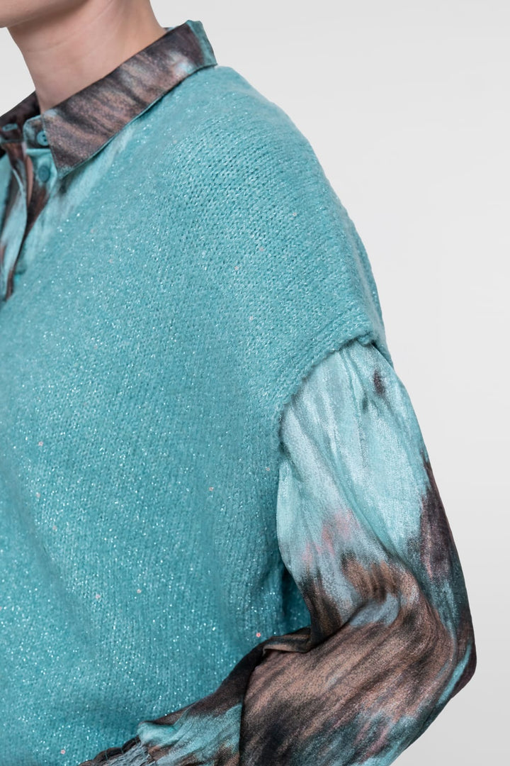 Geisha 64584-14 gilet gebreid aqua – dames