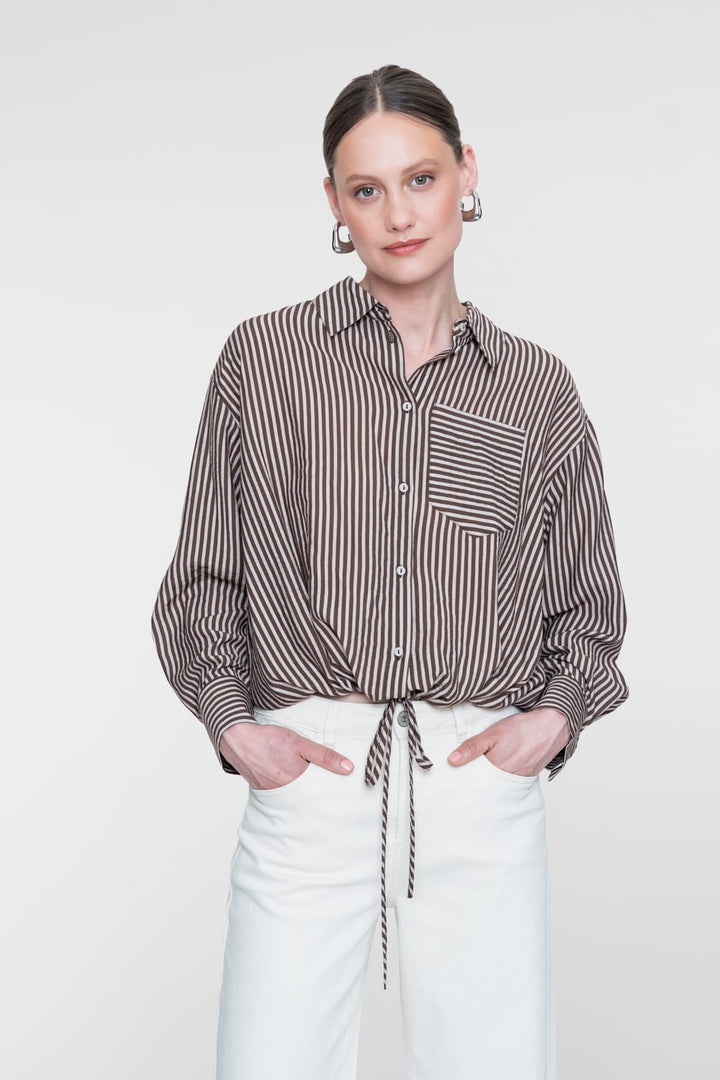 Geisha 63711-20 blouse l/m dames bruin dessin