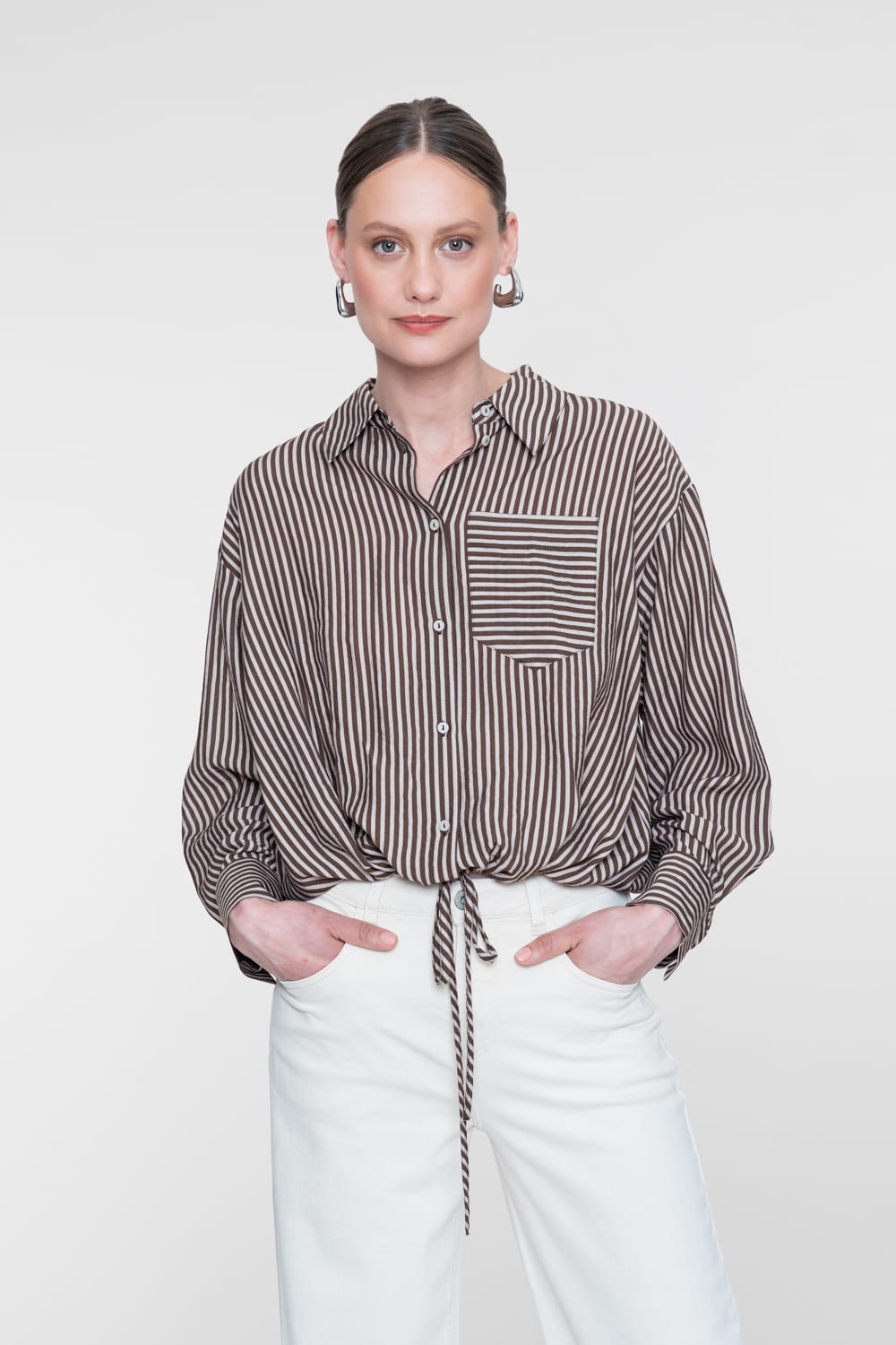 Geisha 63711-20 blouse l/m dames bruin dessin