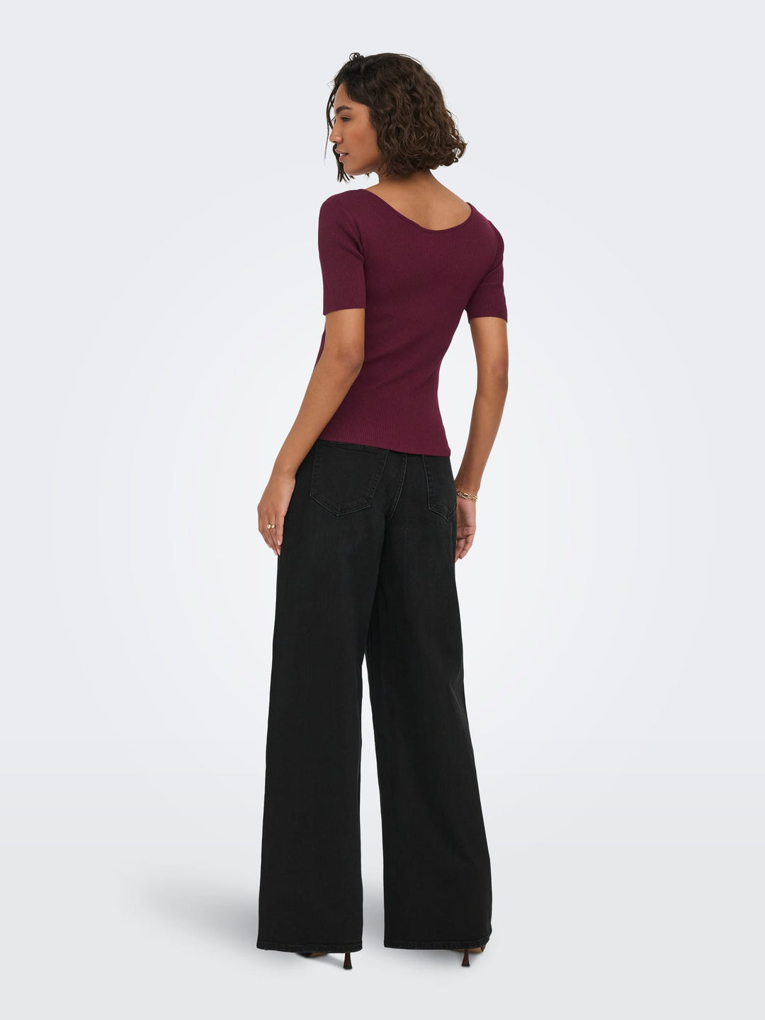 Jacqueline de Yong Nanna t-shirt bordeaux – dames
