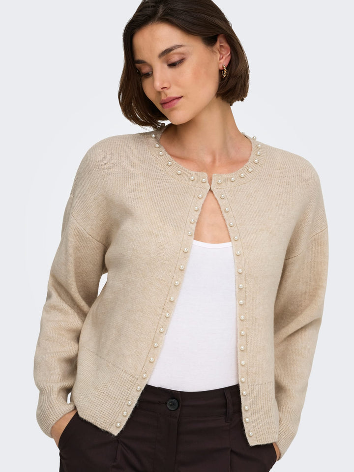 Jacqueline de Yong Emmali vest gebreid dames – beige