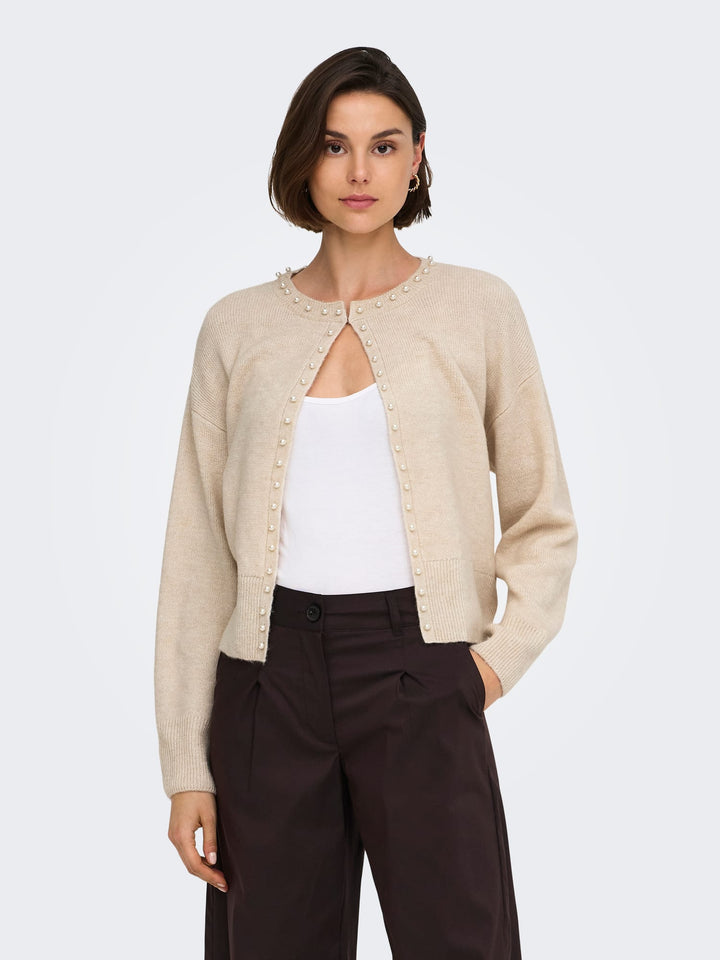 Jacqueline de Yong Emmali vest gebreid dames – beige