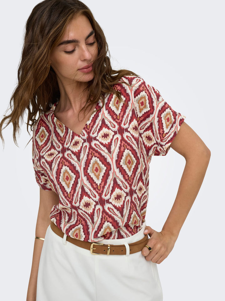 Only Belly top k/m dames rood dessin – trendy