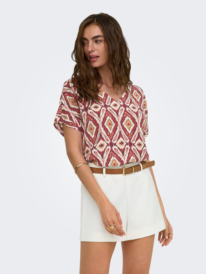 Only Belly top k/m dames rood dessin – trendy