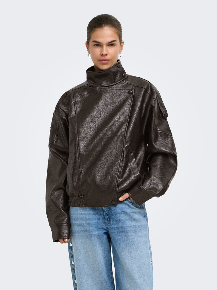 Only 15382263 Raye jack (imitatie) leer bruin