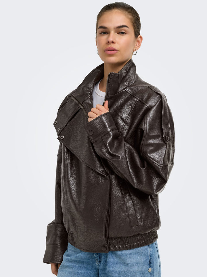 Only 15382263 Raye jack (imitatie) leer bruin