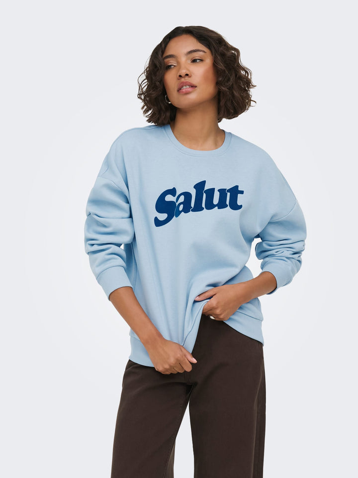 Only Zalenta lichtblauwe sweater dames – boxy fit