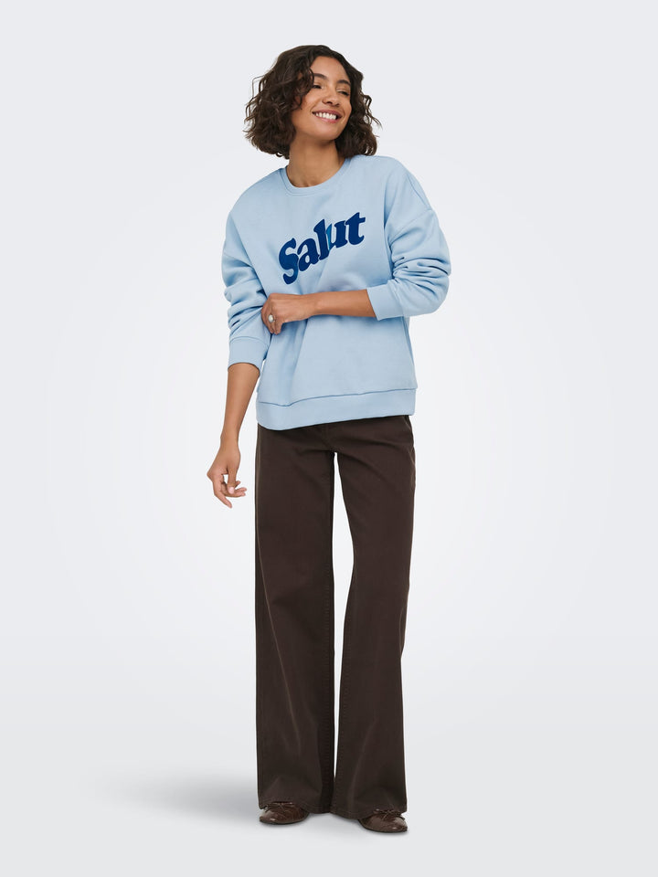 Only Zalenta lichtblauwe sweater dames – boxy fit