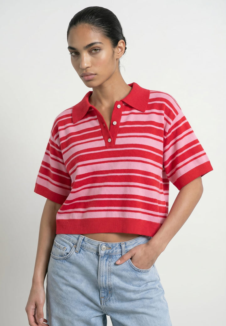 Hype drop Kallie polo l/m dames - roze dessin