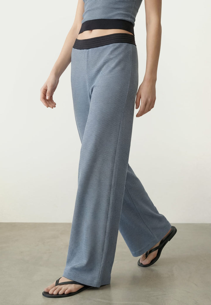 Hype drop HDPAIGE MW WIDE PANTS – dames lange broek - Blauw Dessin