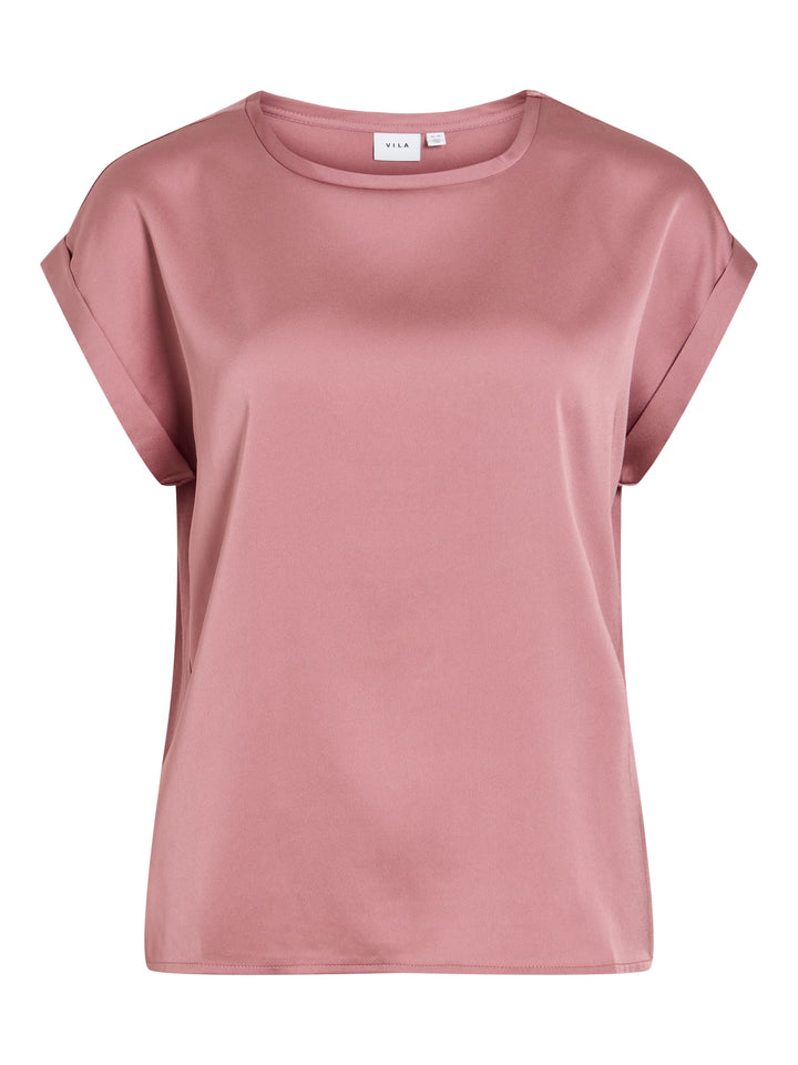 Vila VIELLETTE S/S SATIN TOP oud roze – dames blouse