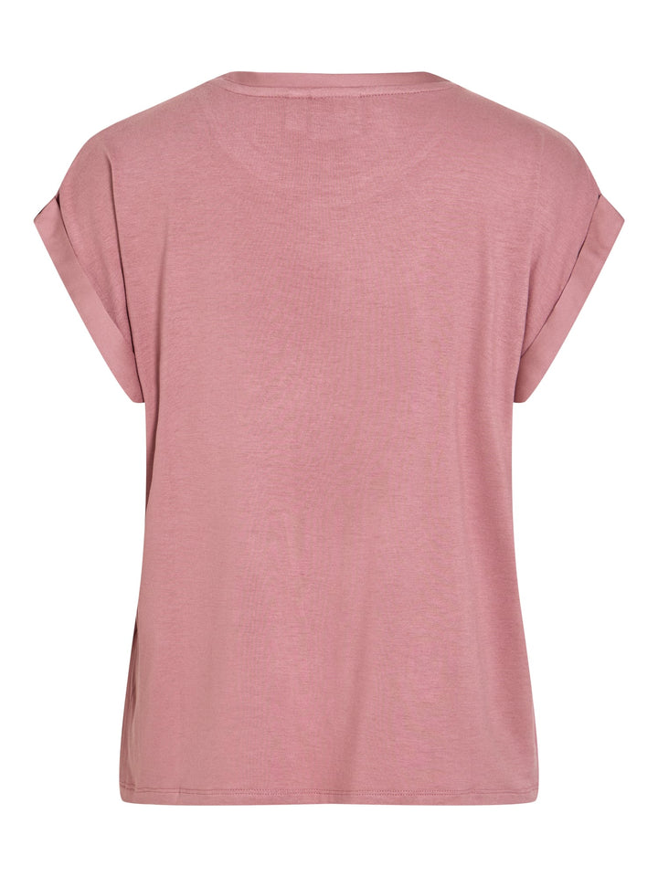 Vila VIELLETTE S/S SATIN TOP oud roze – dames blouse